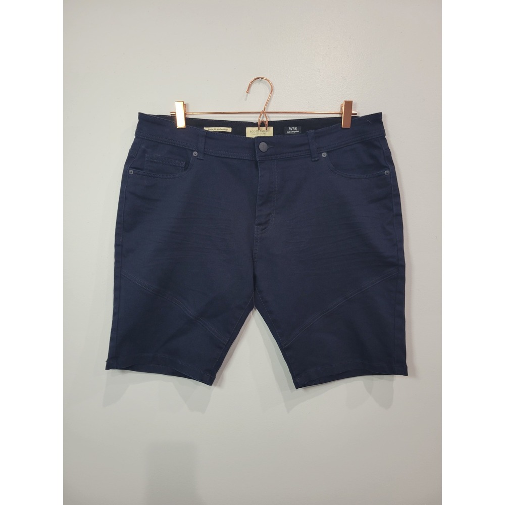 Scott James Mens Navy Blue Chino Shorts W38 Stretch Cotton Moto Seam Detail